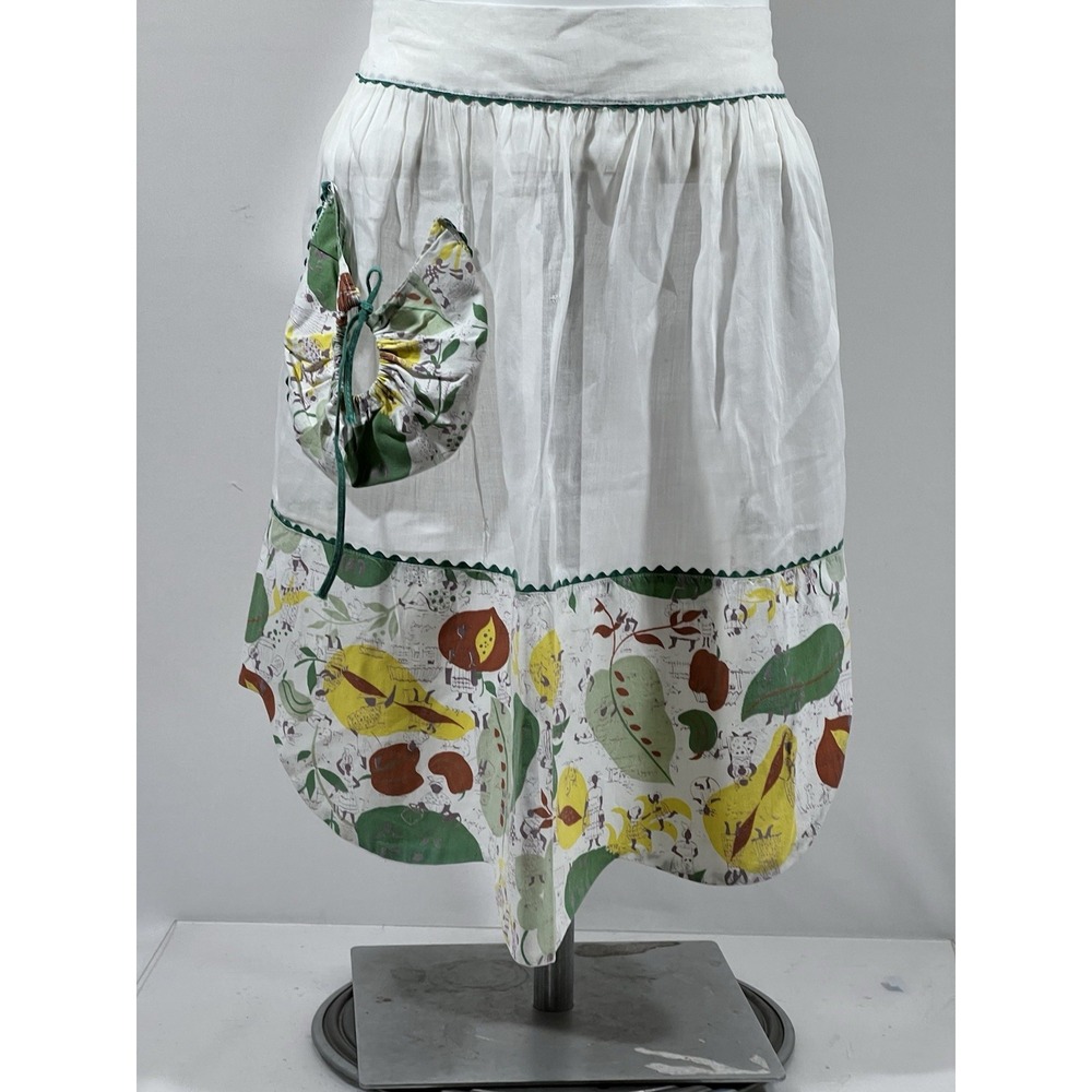 Unbranded Vintage Fruit Print Waist Apron Women OS Multicolor Cotton Cottagecore